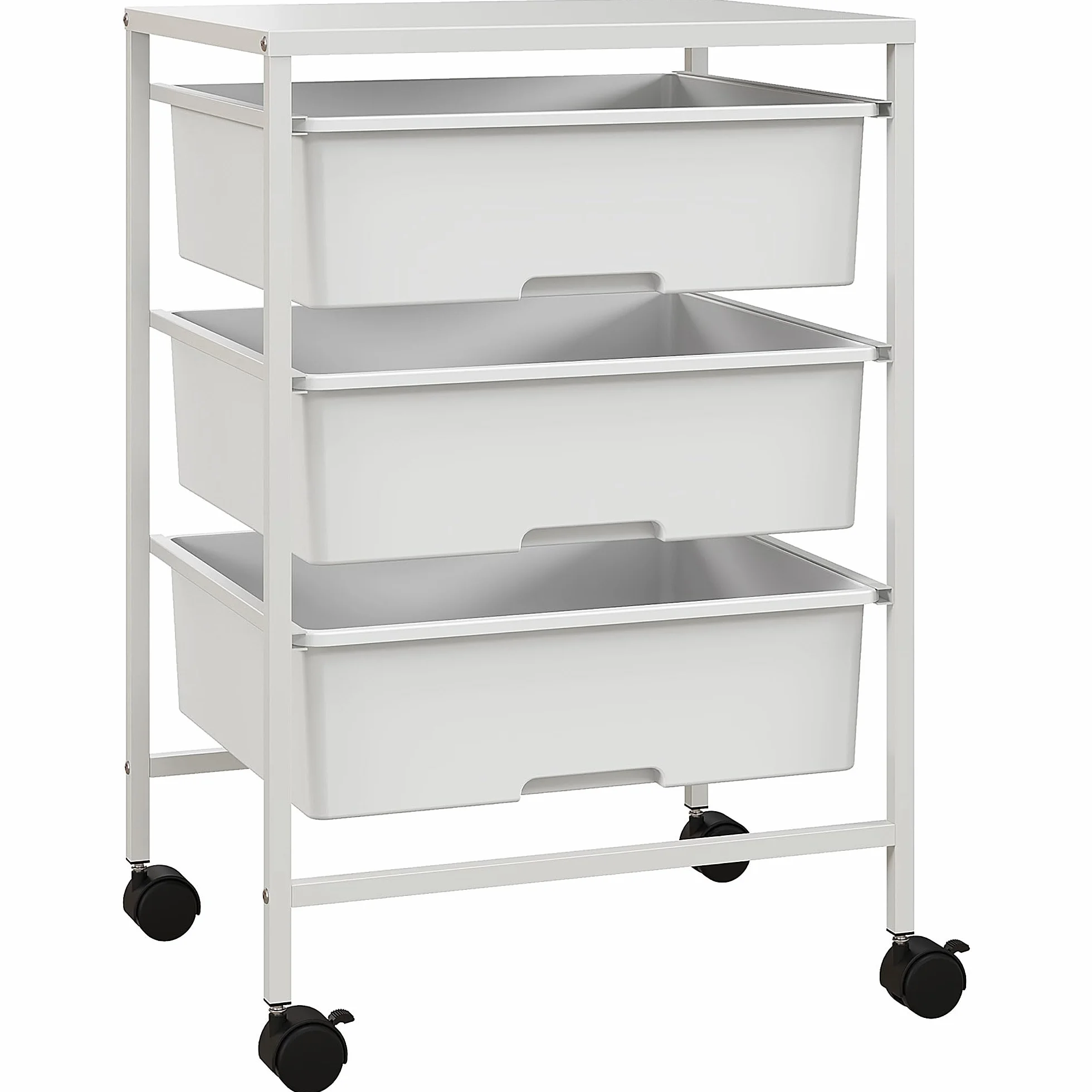 HOMCOM Carrello Portaoggetti con 3 Cestini Estraibili e Ruote, Carrello da Cucina Salvaspazio in Acciaio e Plastica, Bianco