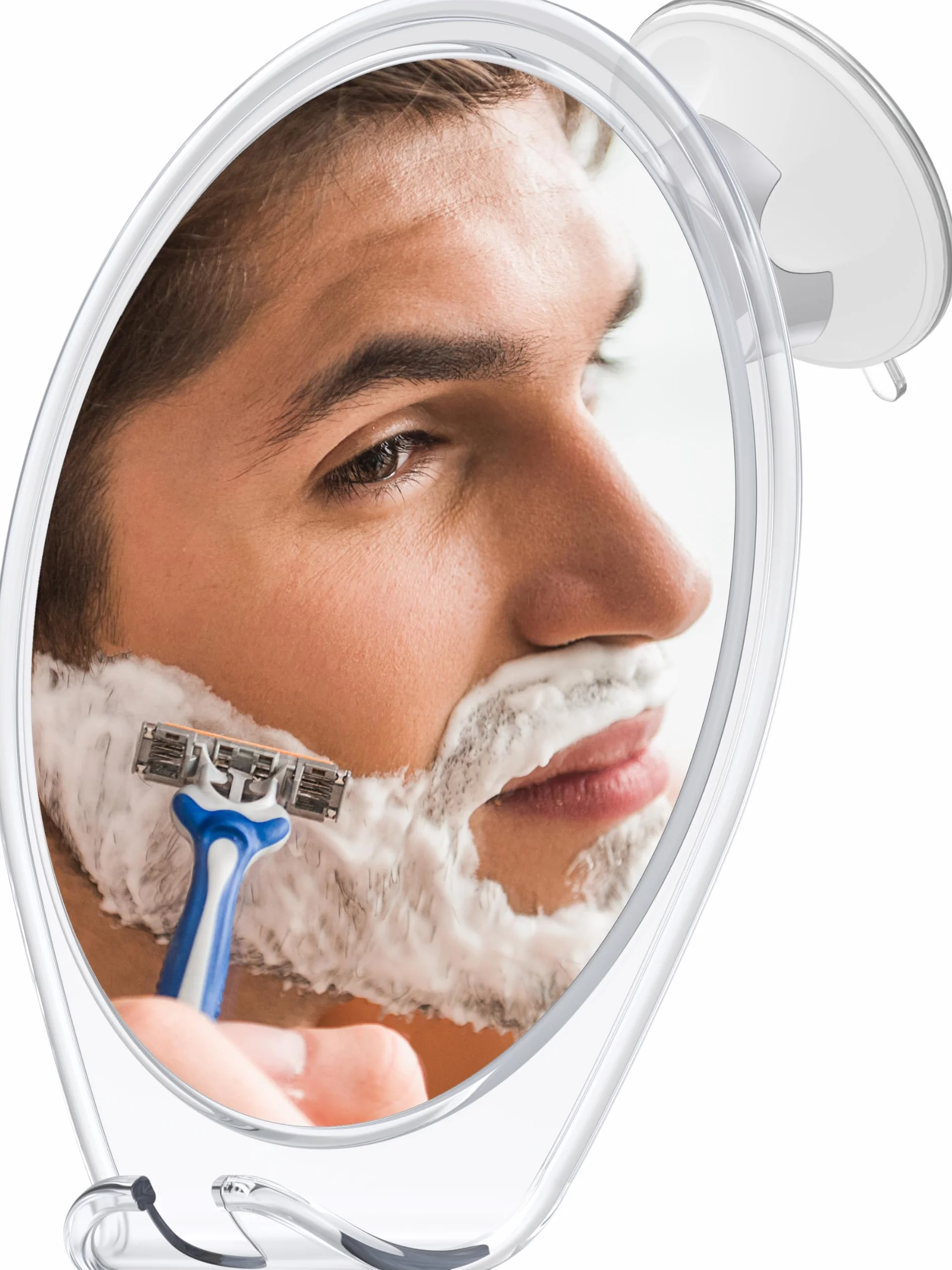 HONEYBULL Specchio da Doccia Antiappannamento per la Rasatura, con Ventosa e Supporto per Rasoio, Girevole, Accessori Bagno per Rasarsi (Bianco)