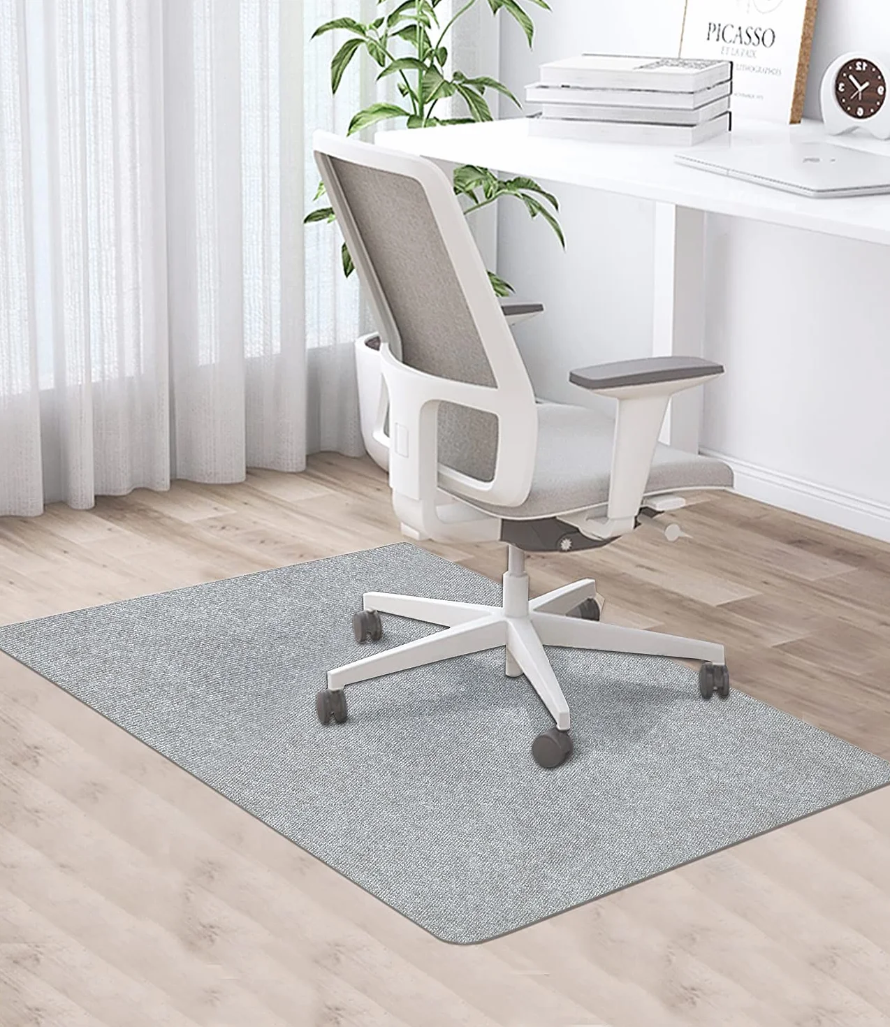 Tappetino per sedia da ufficio, 90 x 120 cm, grigio chiaro, per pavimenti duri, antigraffio, per sedie da scrivania, per pavimenti in laminato