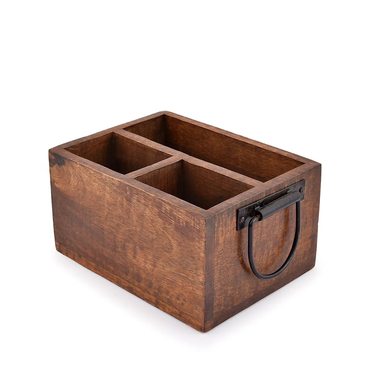 EDHAS Portaposate a 3 scomparti, con manici in metallo, per decorazione della cucina di fattoria e piano di lavoro, tavolo da pranzo, organizer per ufficio (20,32 cm x 15,24 cm x 10,16 cm