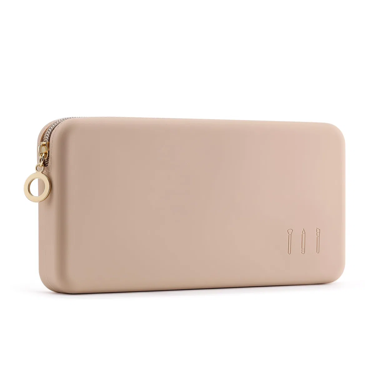 FVION Porta Pennelli da Trucco Grande da Viaggio, Custodia Porta Pennelli Cosmetici in Silicone, Organizer per Strumenti Trucco da Viaggio con Cerniera Portatile (Cachi)
