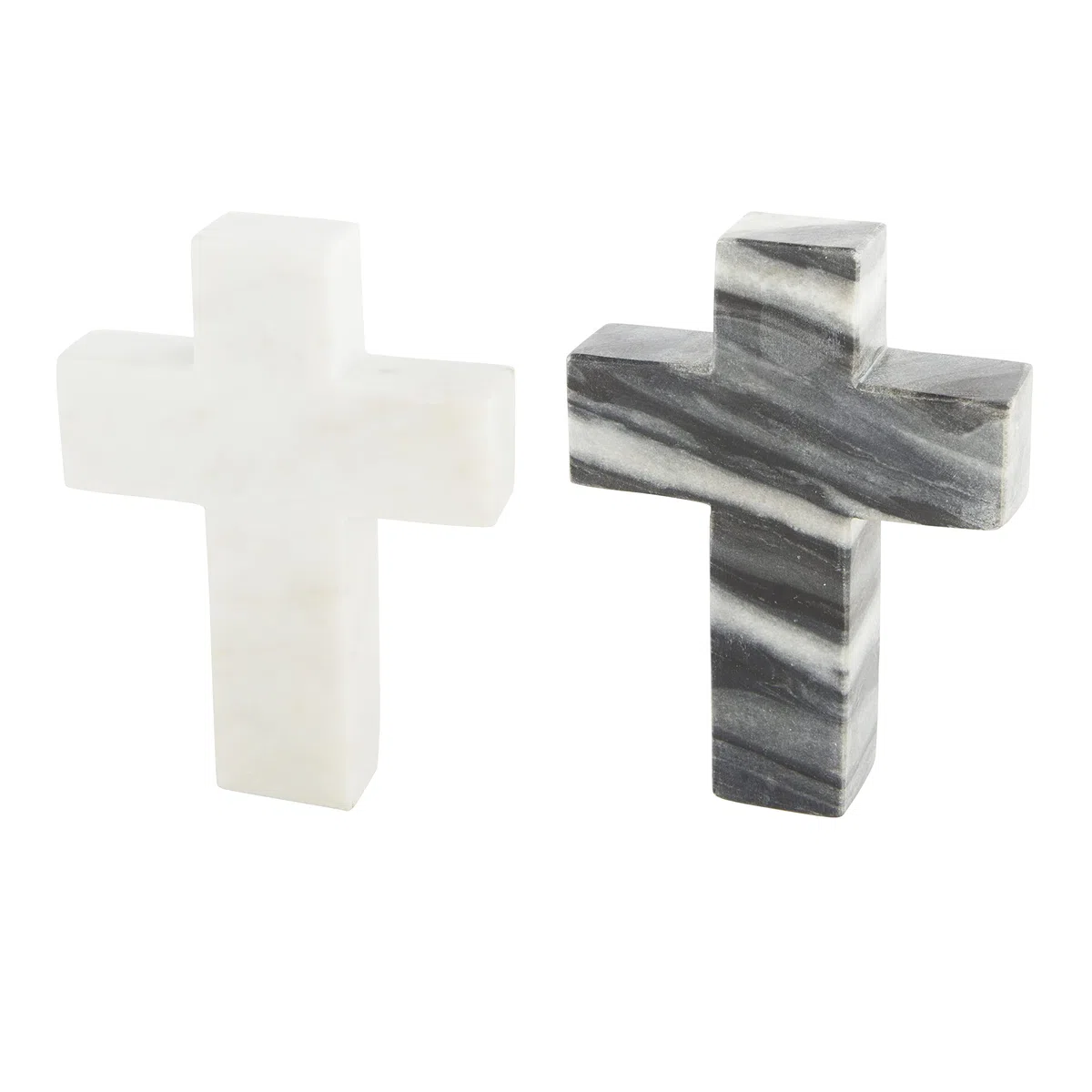 Mud Pie Croce in marmo, bianca, 15,2 x 11,4 cm