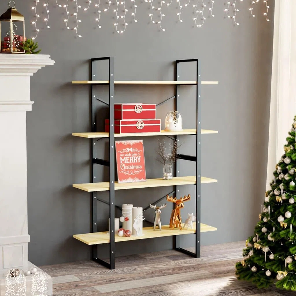 Scaffale per soggiorno, libreria, 4 scomparti, 100 x 30 x 140 cm, in legno massiccio, per libri, soggiorno, studio, ufficio
