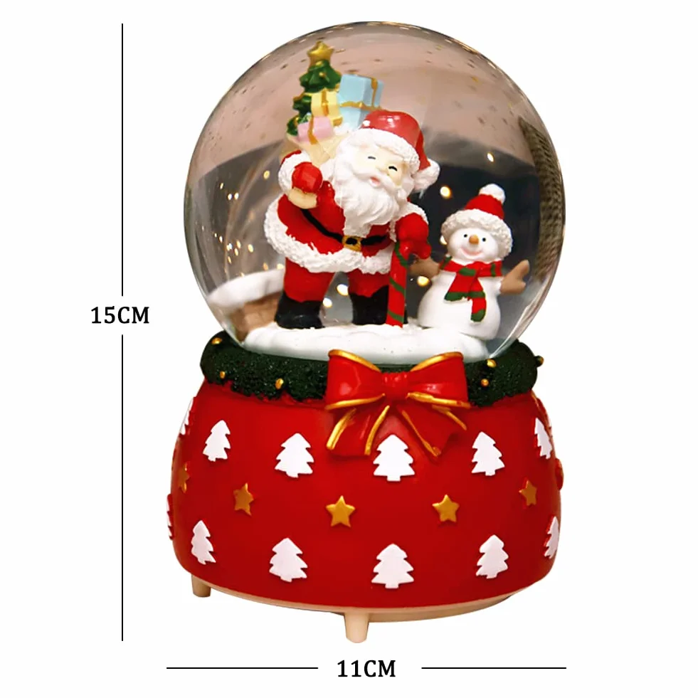 Lanterna di Natale che fila scintillio acqua neve Globe Lanterne Santa Scena Acqua Globe (Rosso)