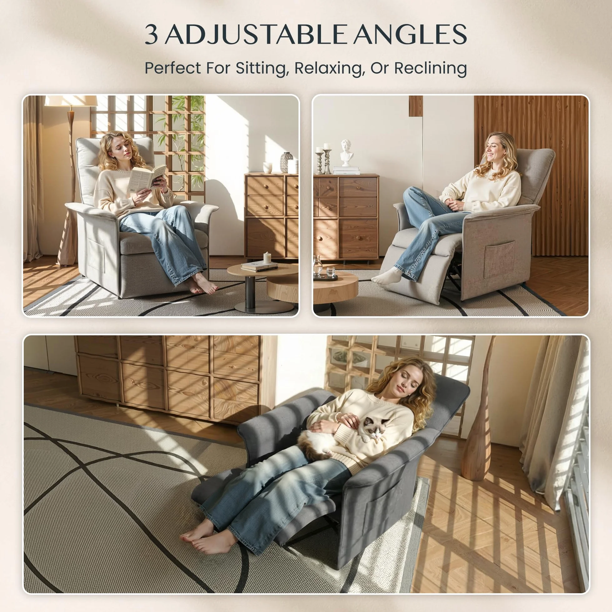 FLEXISPOT Poltrona Relax Elettrica con Schienale Regolabile - Poltrona TV Regolabile con Funzione Recliner, Schienale Regolabile da 125° a 160° – Poltrona Relax Ergonomica Color Grigio Chiaro
