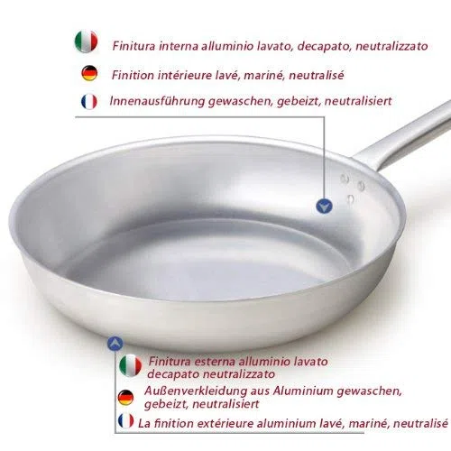 Padella saltapasta in alluminio uso professionale da cucina ristorante, 36 cm