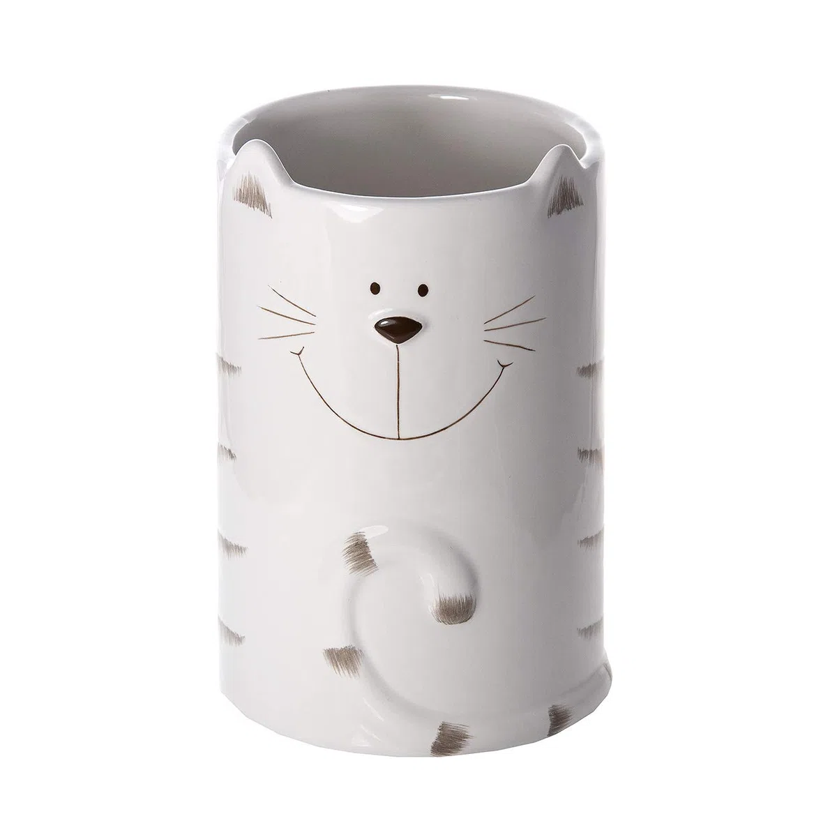 SPOTTED DOG GIFT COMPANY Pentola per utensili da cucina in ceramica, carina portautensili per gatti e posate, idea regalo per gatti innamorati, 16 x 11 cm