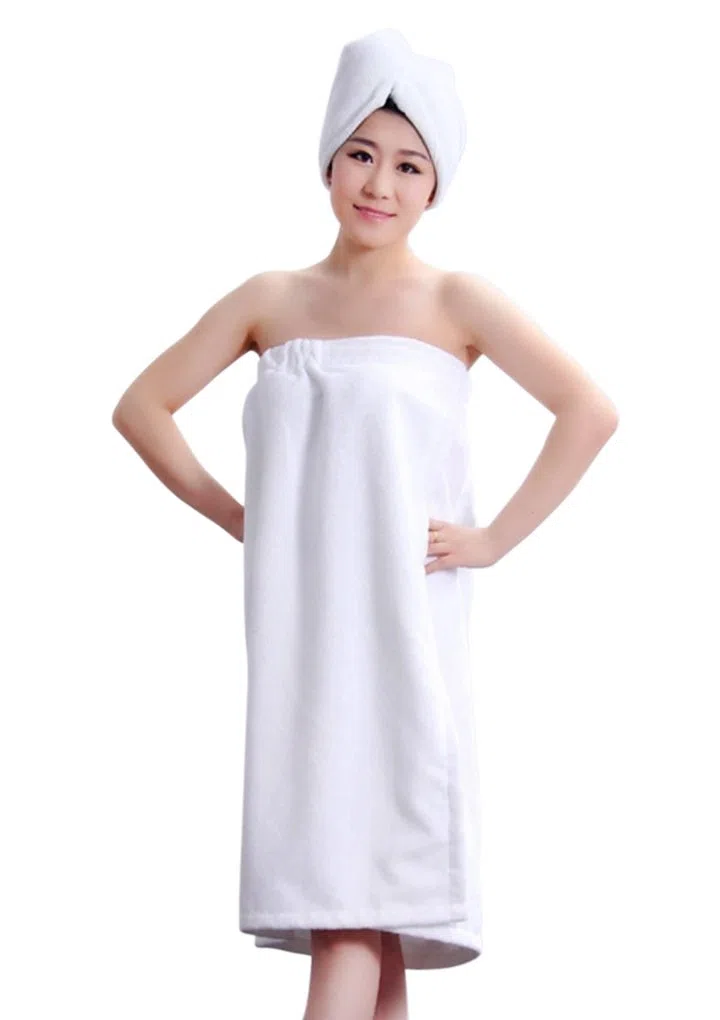 YJZQ Kilt da sauna da donna con asciugamano per capelli, set di asciugamani per sauna, accappatoio con chiusura in velcro ed elastico per spa, doccia e bagno