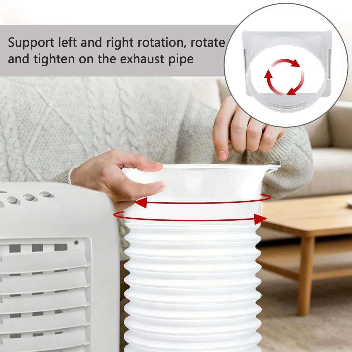 Connettore Tubo Condizionatore 5,9 Pollici Abs Da Quadrato A Tondo Design Filettato Universale Adattatore Portatile Per Collegamento Aria Condizionata