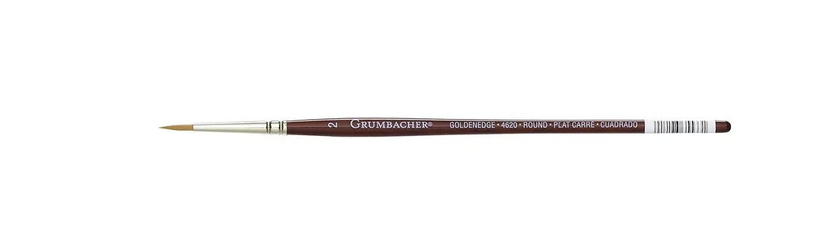 Grumbacher Goldenedge Golden Toray - Pennello rotondo per acquerelli, setole sintetiche, sintetico, 2