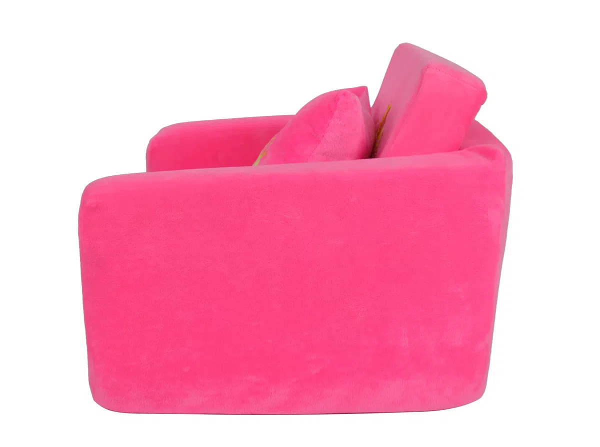 Mondial Toys Poltroncina Letto per Bambini Soffice Poltrona Rilassante Morbida in Peluche con Cuscino Rosa