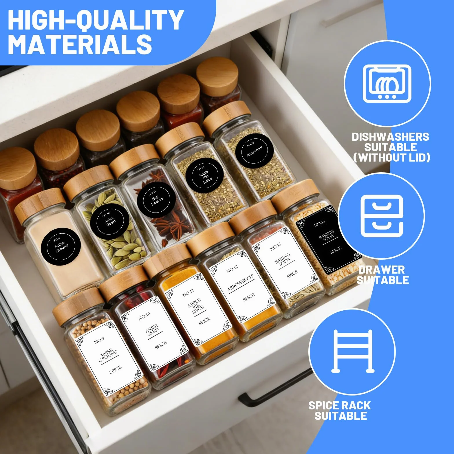 24 Pezzi Barattoli Spezie in Vetro 120 ml con il Coperchi Bambù, 648 Etichette, Penna e imbuto, Barattoli Porta Spice, Erbe e Contenitori Ermetici per Spezie, Per il Campeggio