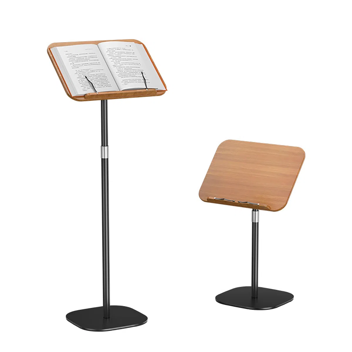 Leggio per libri per la lettura, altezza solida portatile e angoli regolabili, supporto per libri di grandi dimensioni con fermagli per pagine, struttura in legno e metallo robusto