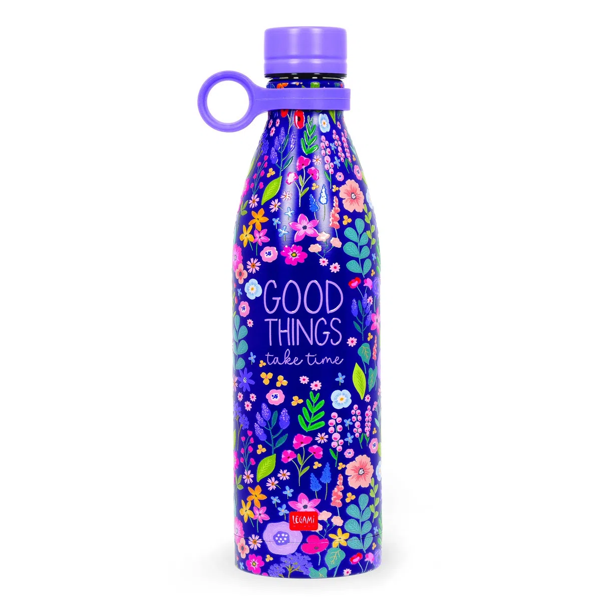 Legami - Bottiglia Termica Hot&Cold, Flowers, 800 ml, Chiusura ermetica, 12 Ore Bevande calde 24 Ore fredde, Manico in Silicone rimovibile, in Acciaio inox, senza BPA