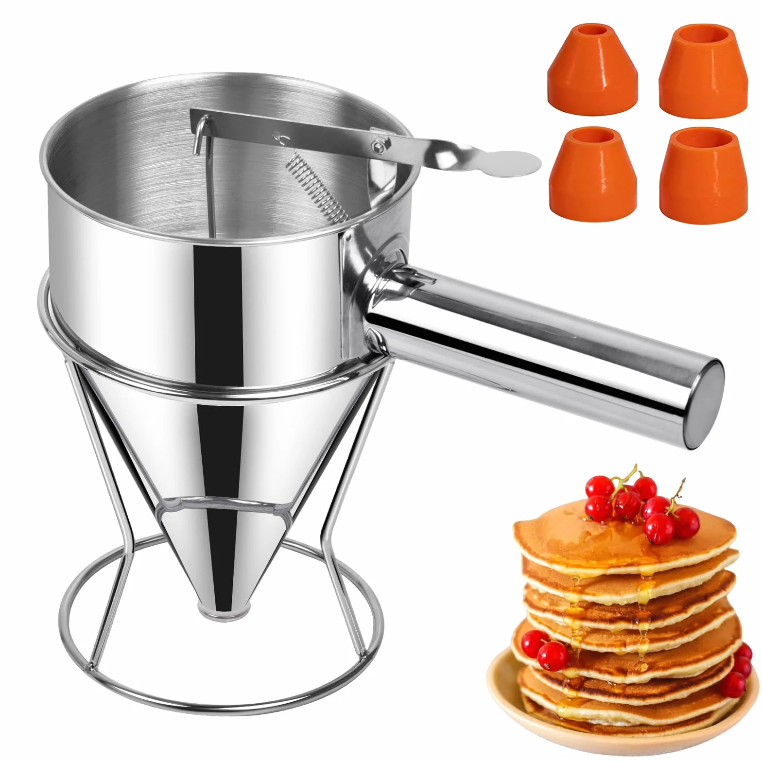Sopito Imbuto Cucina, Dispenser per Pasta 600ml in Acciaio Inox, Multi-Calibro, Ideale per Frittelle e Dessert