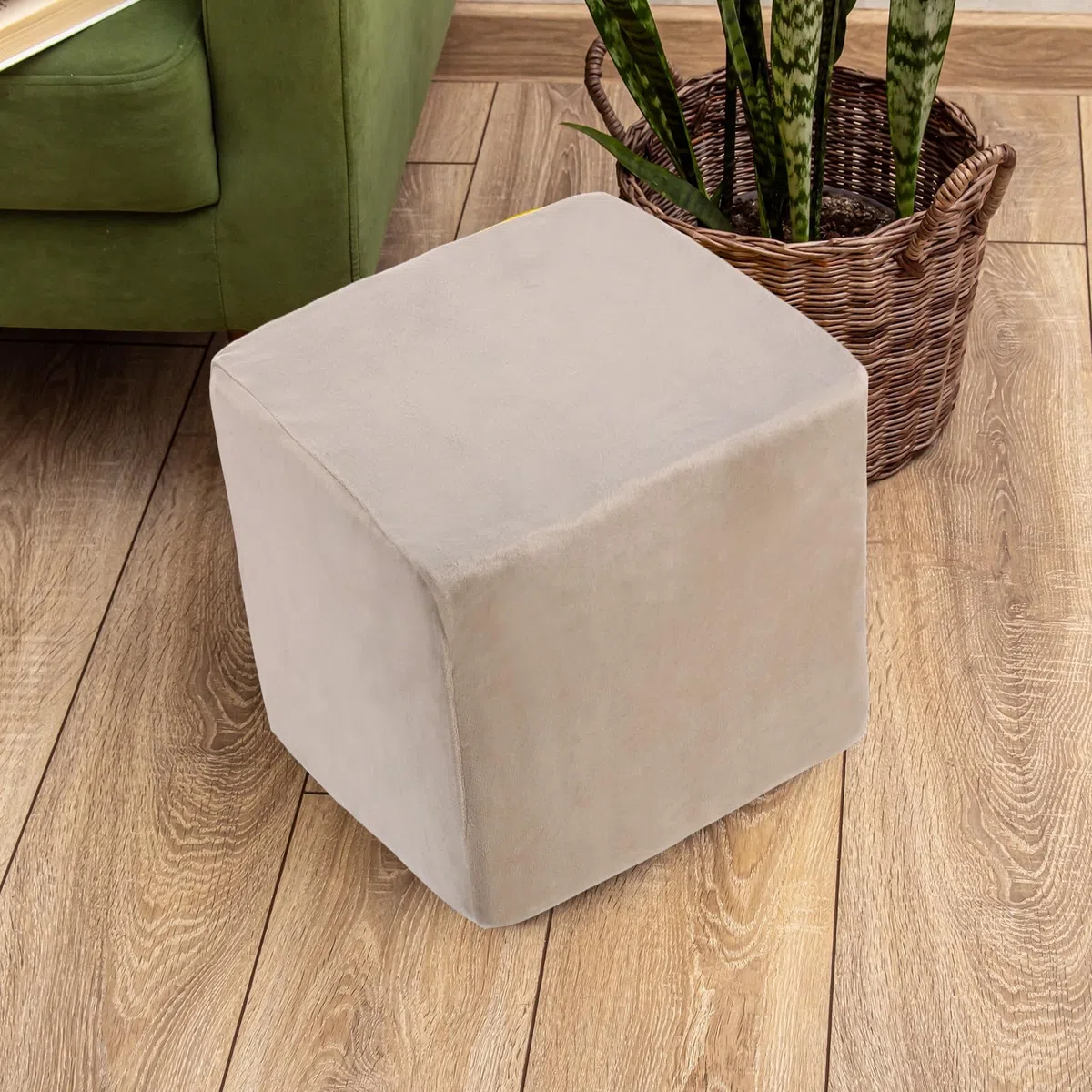 QUARKZMAN Copri Poggiapiedi Allungabile Copertina Quadrata Poggiapiedi Con Elastico Protettore Per Soggiorno Camera a Lunghezza 33-45.7cm/13-18 Pollici, Beige Chiaro