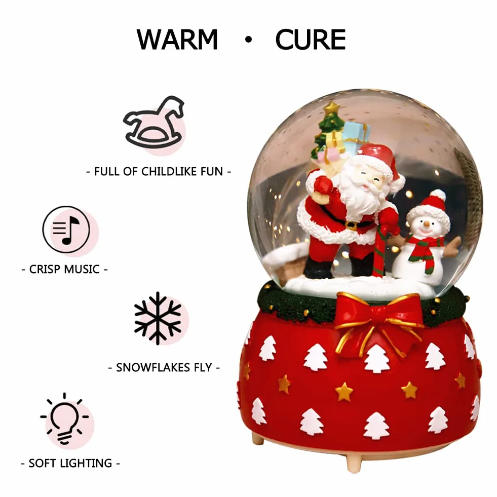 Lanterna di Natale che fila scintillio acqua neve Globe Lanterne Santa Scena Acqua Globe (Rosso)