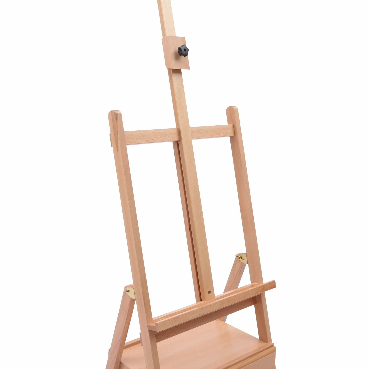Cavalletto da Pittura Professionale ad H con Cassetto Portaoggetti, in Legno di Faggio Massello, Cavalletto per Dipingere Regolabile Altezza154-198cm, Max Leinwand 90cm, per Dipinti, Mostre