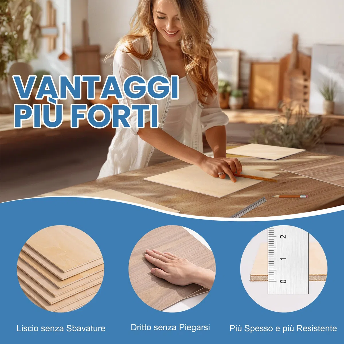 ROBOTIME Fogli di compensato non finiti, 16 pezzi, 300 x 300 x 3 mm, tavola in legno di noce per artigianato, pittura, arte pirografica, decorazione della casa fai da te e kit di modellismo