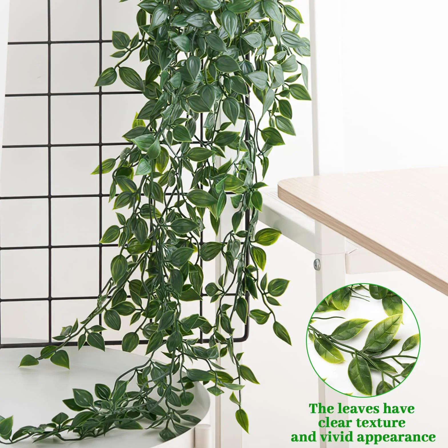 Auauraintt 4 Pezzi Finte Cadenti, 55-80 cm Pianta, Pendenti Artificiali con Vaso, Plastica per Decorazione Matrimonio Giardino Casa Balconi