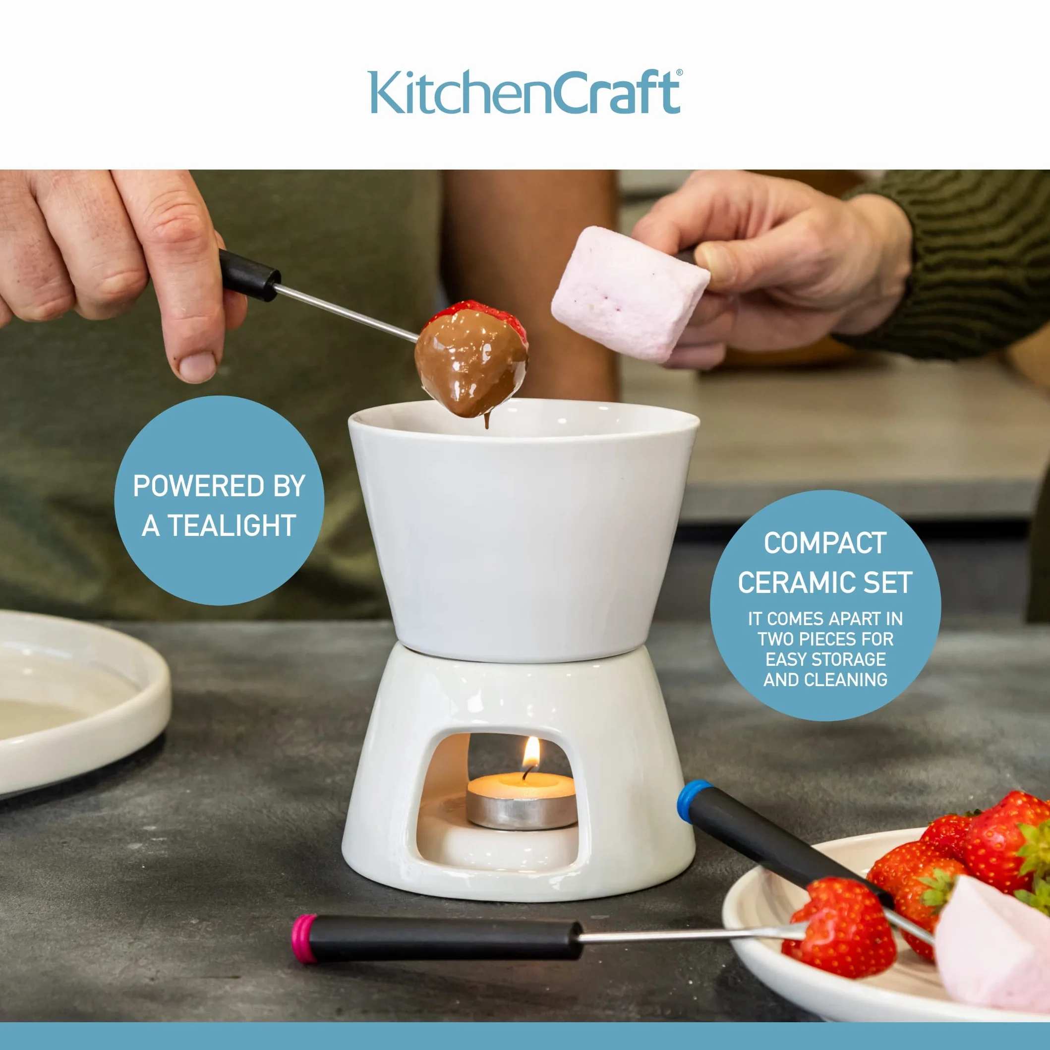 Kitchen Craft Set fonduta al cioccolato con quattro forchette