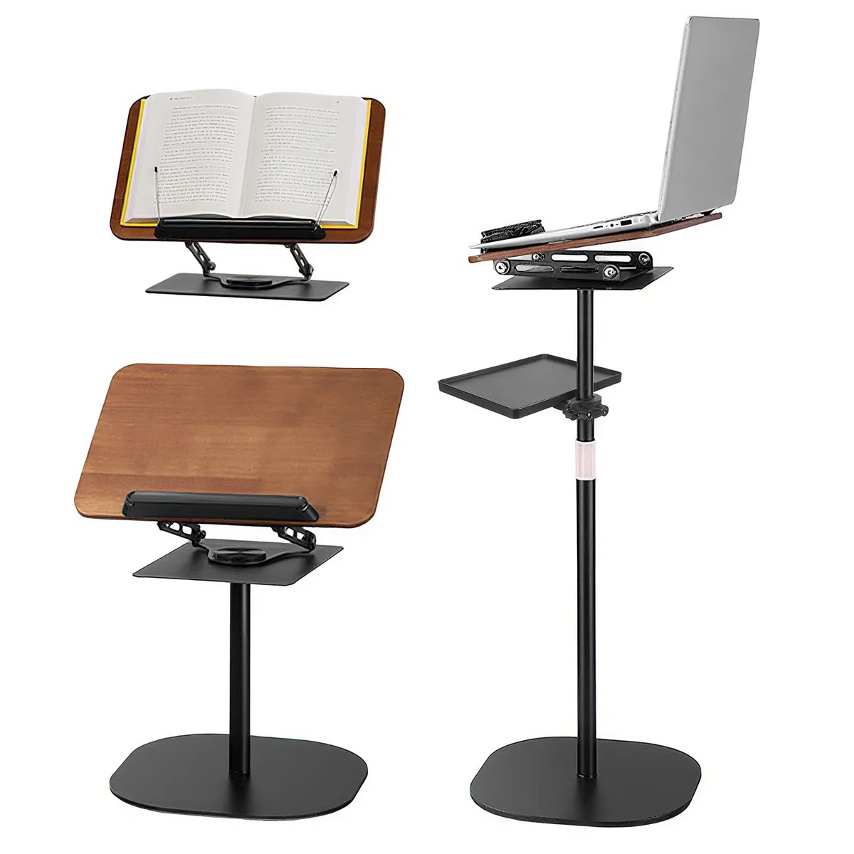 Supporto Regolabile 2 in 1, Supporto per libri con vassoio,Supportos Proiettore,Leggio Musicale,altezza regolabile da 91-119cm, Tavolino Portatile Standing Desk Tavolo,