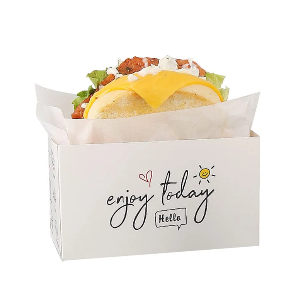 Confezione da 100 scatole da asporto per sandwich (13,2 x 7,4 x 6,9 cm (lunghezza x altezza x larghezza) contenitori per alimenti da asporto per toast, ciambelle, panini, hamburger da asporto