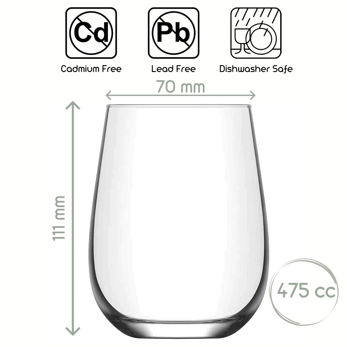 NORDIC SCHILLER Bicchieri da Acqua, 475ml, Set da 6, 100% SENZA PIOMBO, Bicchieri da Cocktail, Bicchieri da Vino, Bicchiere da Bere per Caipirinha, Drinking Glass Tumblers
