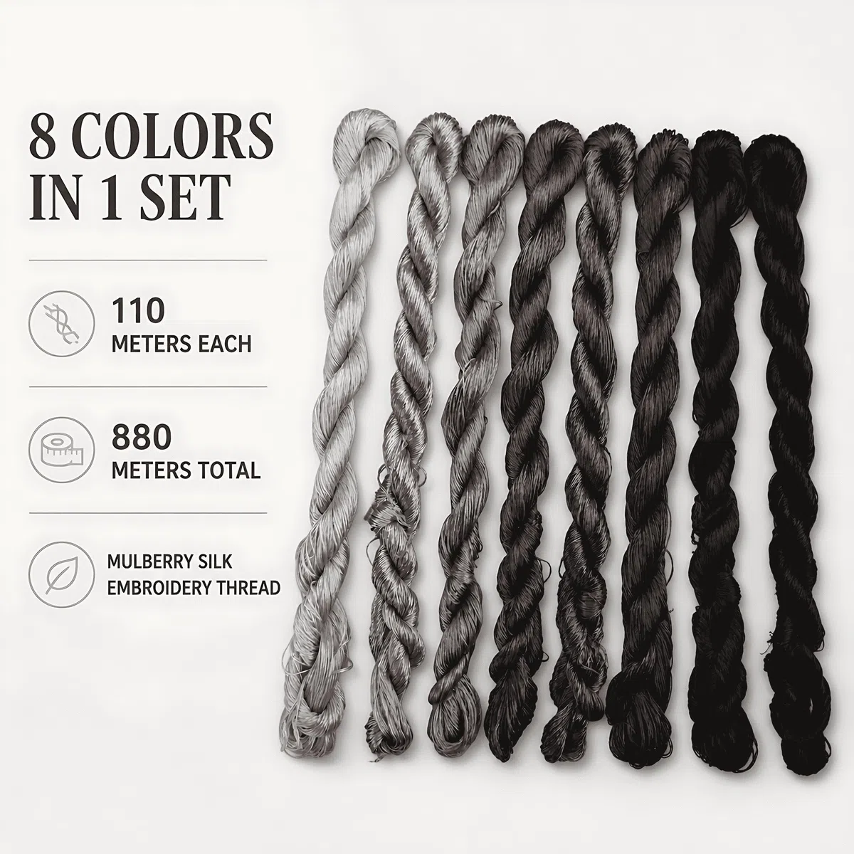 Filo Di Seta 100%, Tinto A Mano, Colori Sfumati, 110 M Per Colore, Per Ricamo A Mano (82)