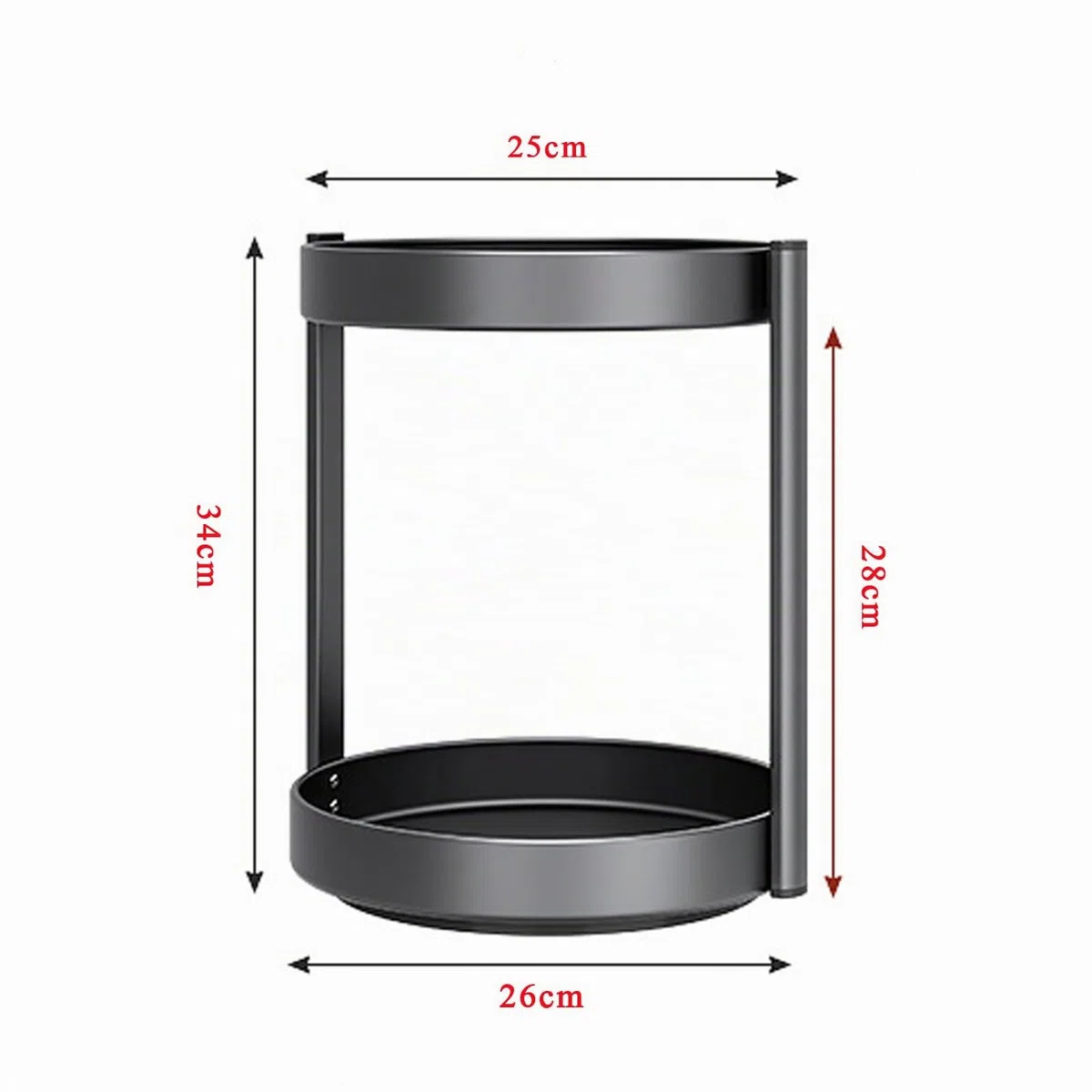 Porta Spezie per Cucina Organizer Girevole in Metallo Piatto Girevole Portaspezie 2 Livelli Organizer Sottolavello Deposito per il Bagno (Nero, 2Tiers)