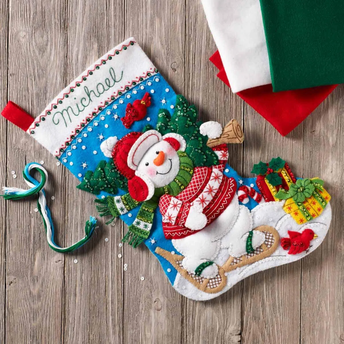 Bucilla, Blu, Bianco, Rosso, 45,7 cm Calza Feltro Kit
