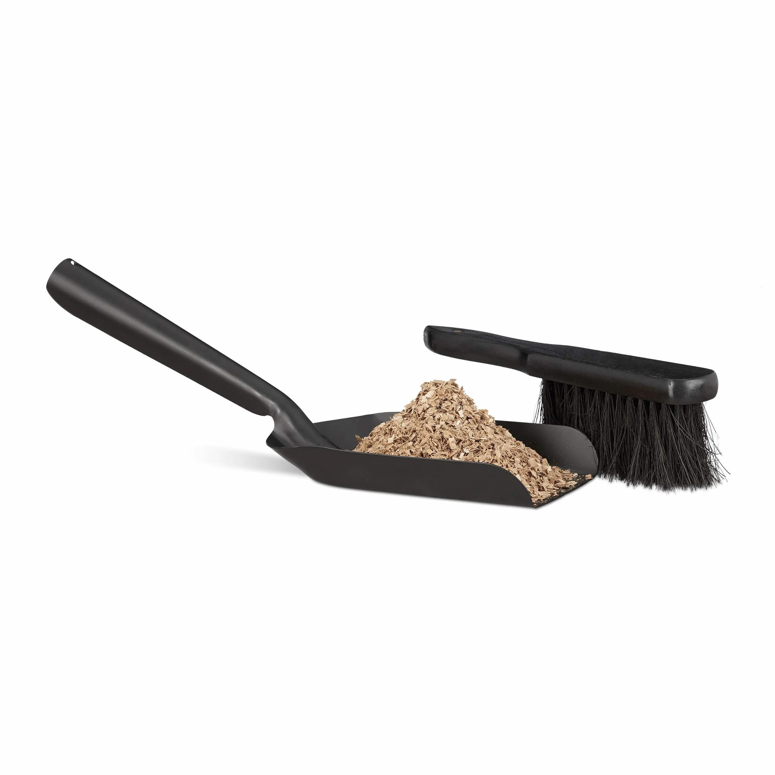 Relaxdays Paletta e Scopetta, 41 cm, Acciaio, Set Accessori Pulizia Casa, Pala Raccogli Cenere Camino, Nero
