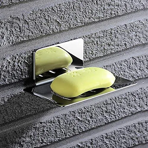 Portaspugna Portasapone in Acciaio Inox Nessuna perforazione Porta Sapone Sistema di Vuoto Senza Trapano - Utilizzabile in Bagno e Cucina （Cromo）