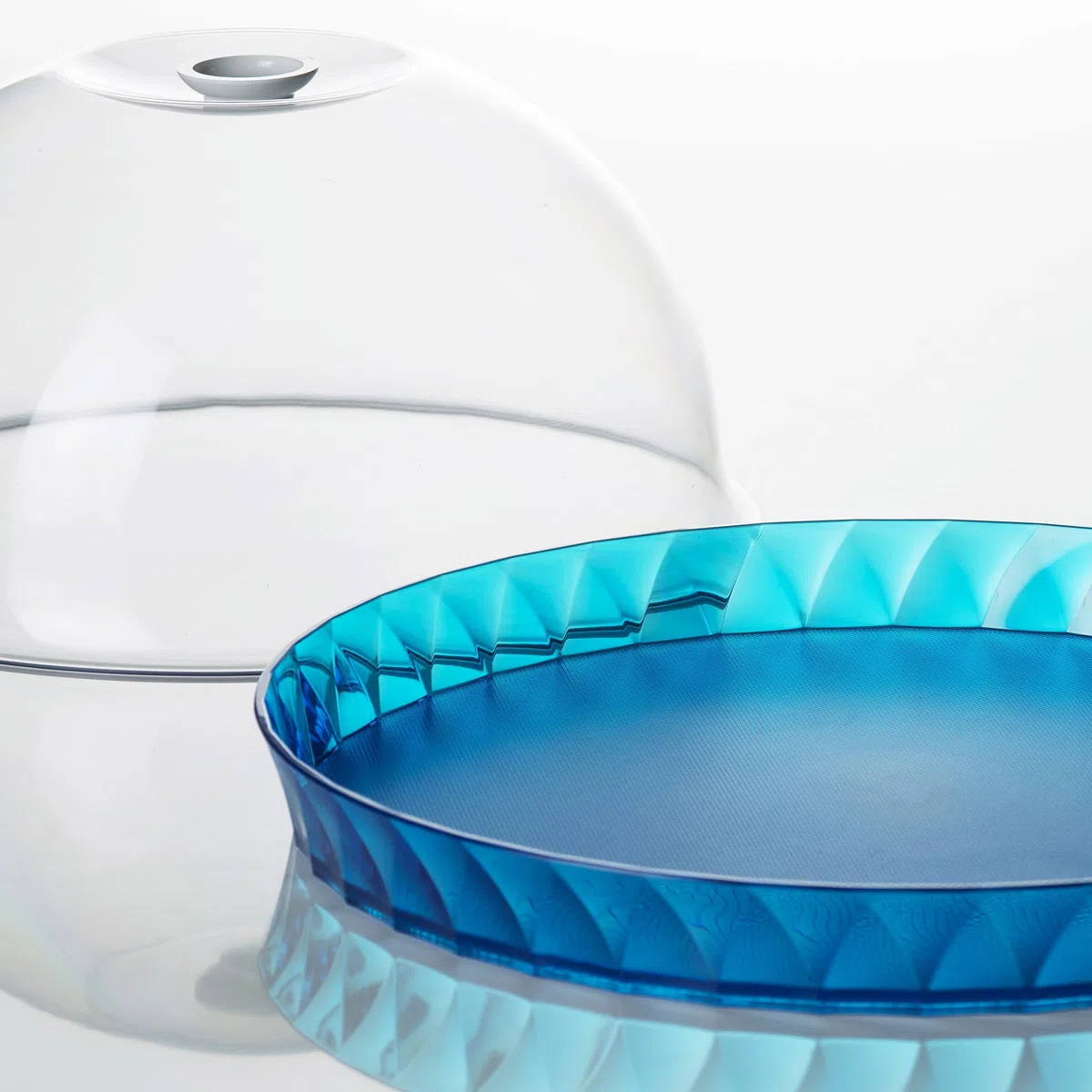 Omada Design Porta dolci da 36 cm, piatto per torta con campana da 16,5cm, in plastica infrangibile, Made in Italy, Linea Diamond, Trasparente