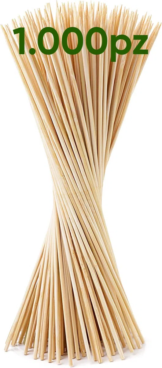 MC Spiedini per barbecue in legno 1000pz Bastoncini Bambù 25cm *3mm Spiedini Legno - Ideale per antipasti, Barbecue, Frutta,- Spiedino di Bambù Stuzzicadenti Lunghi (1000)