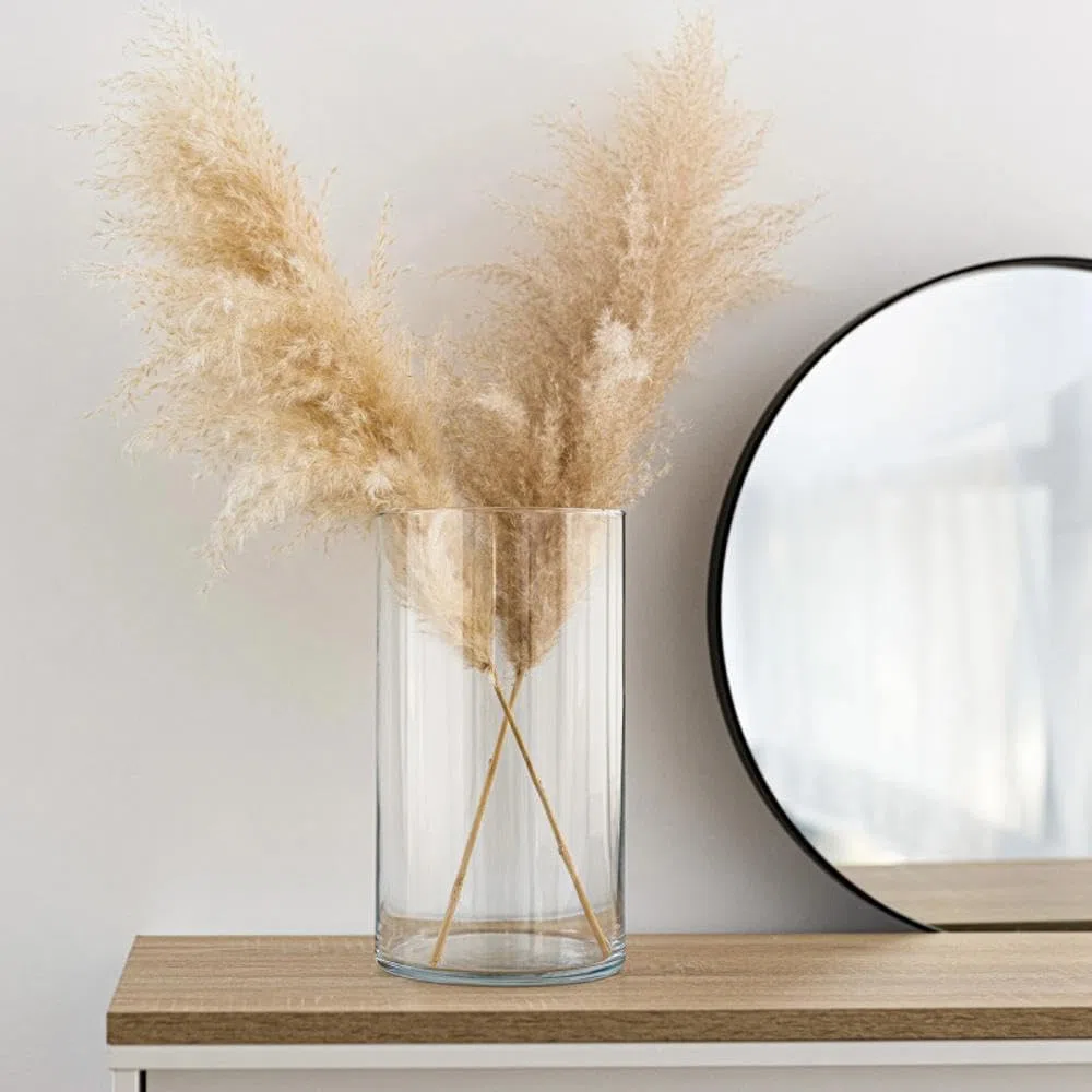 TREND FOR HOME Vaso da Terra Alto da Interno 29 cm Centrotavola Moderno Decorativo Cilindrico Allestimenti Matrimonio di Vetro Trasparente Rotondo, 4900 ml, Ø 15.8 cm, Magnolia