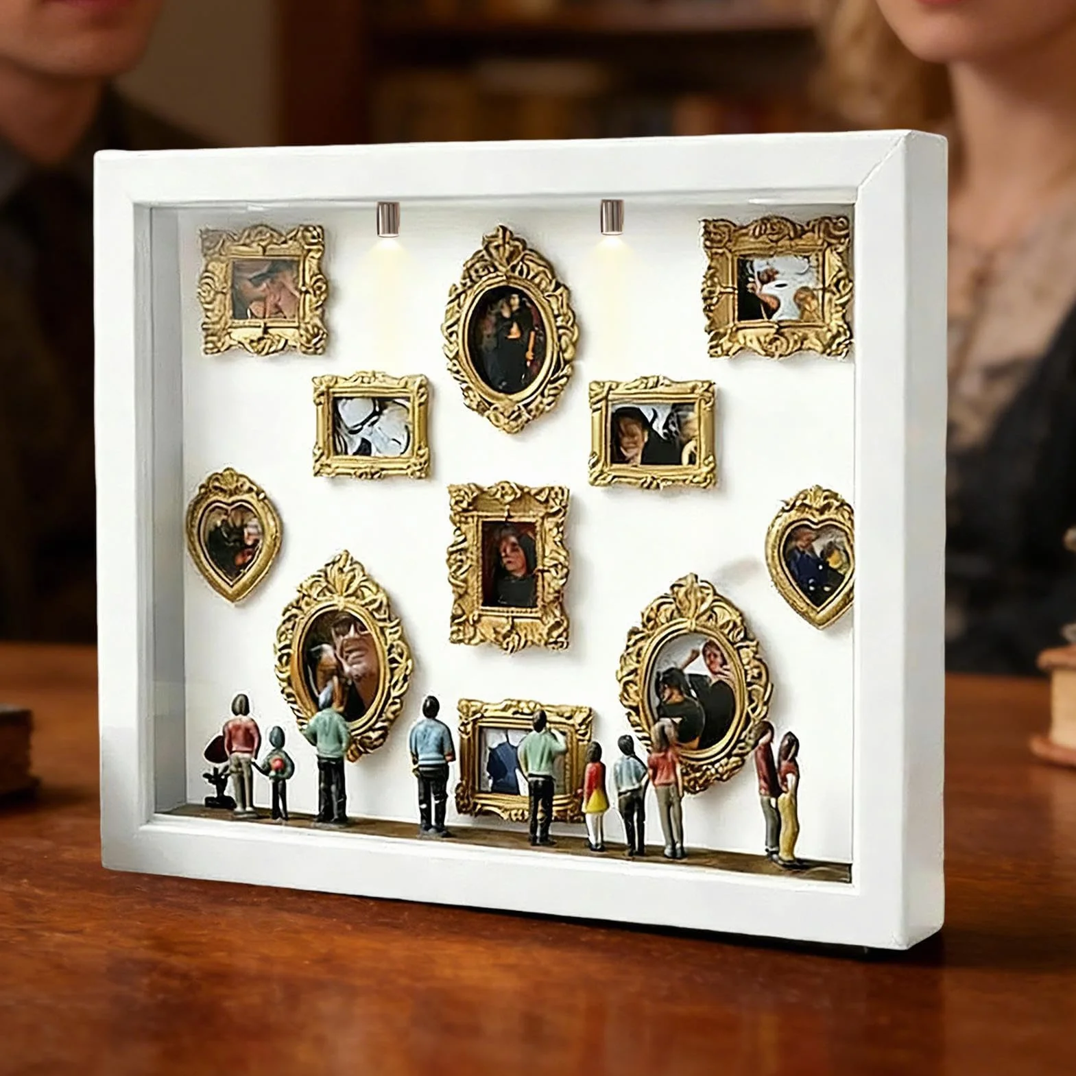 Mini Cornice In Legno Per Esposizione Di Oggetti Da Museo, Mini Cornici Per Foto Da Museo, Teca Per Esposizione Di Oggetti In Miniatura Con 8 Statuette E , Per Matrimoni, Compleanni