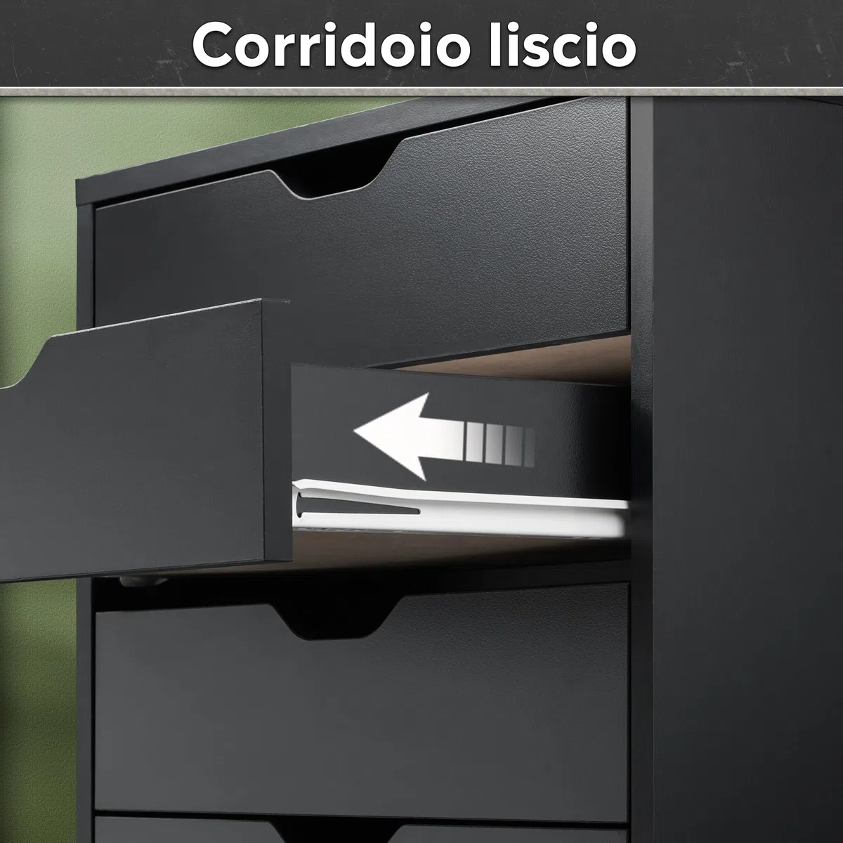 DEVAISE Archivio a 5 Cassetti, Mobile Sottoscrivania in Legno per Documenti A4/Letter/Legal, Nero