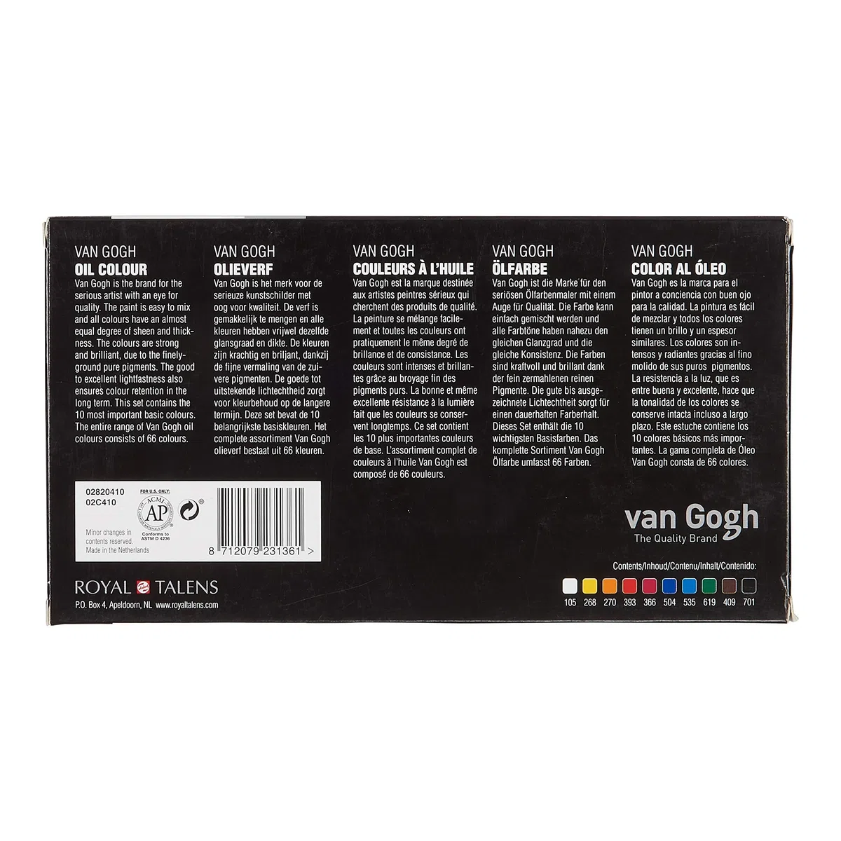 Vernice a olio Van Gogh, tubi da 10x20ml, set base
