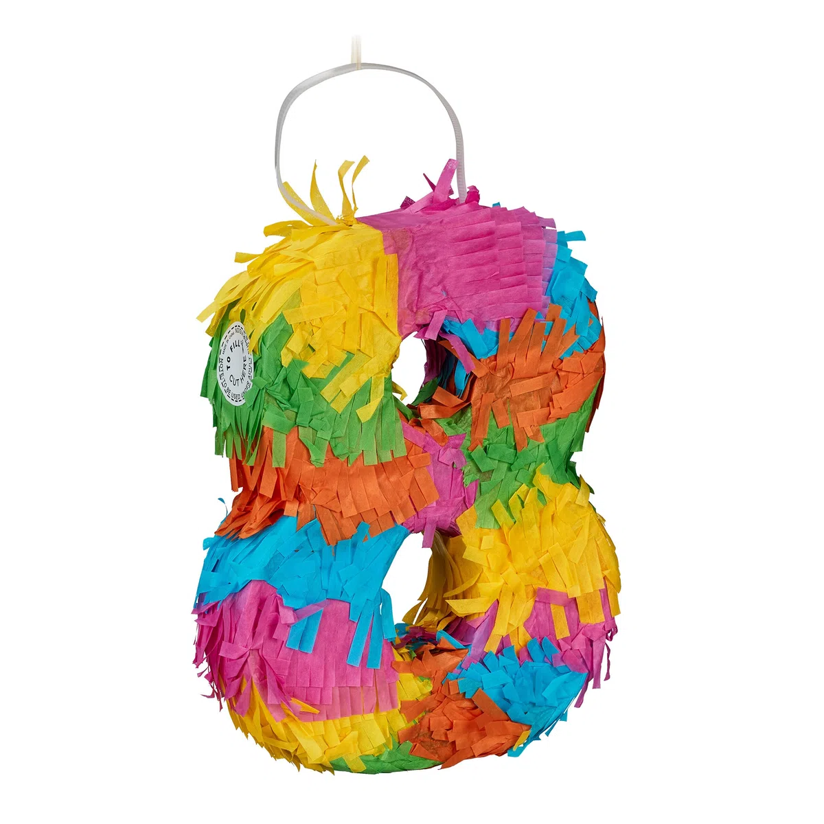 Relaxdays Pignatta Numero 8, Mini Piñata da Appendere, Gioco Bambini, Compleanni, da Riempire 20,5x15,5x4,5 cm, Colorata