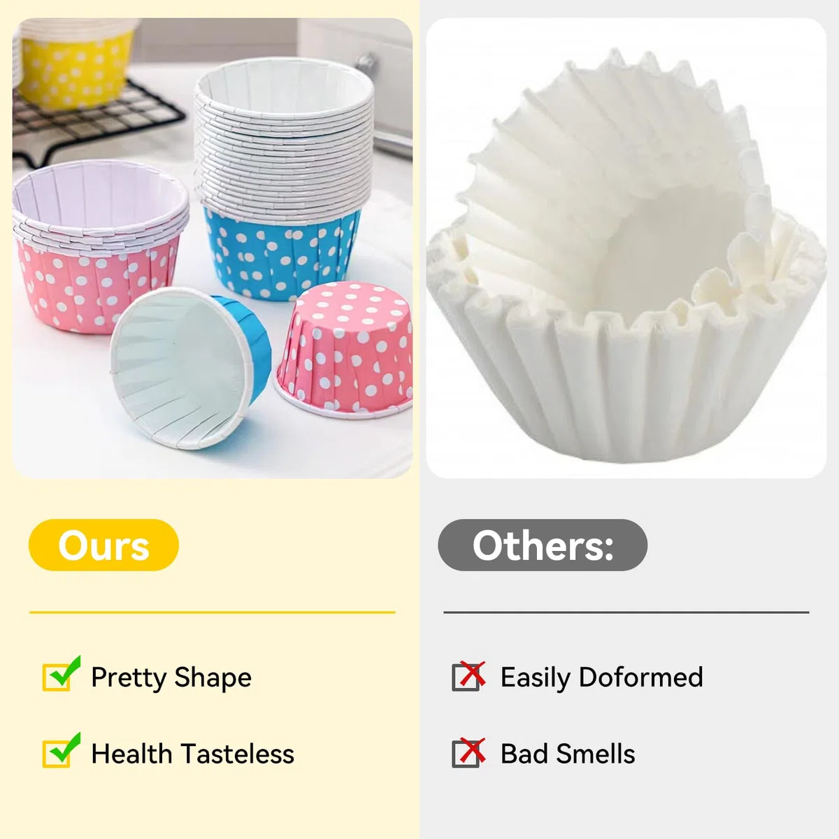 100 Pezzi Pirottini per Cupcake, Mini Pirottini di Carta per Cupcake, Involucro per Muffin di Compleanno, Stampini per Cupcake Fodere per Tazze per Feste e Matrimoni(Bianco)