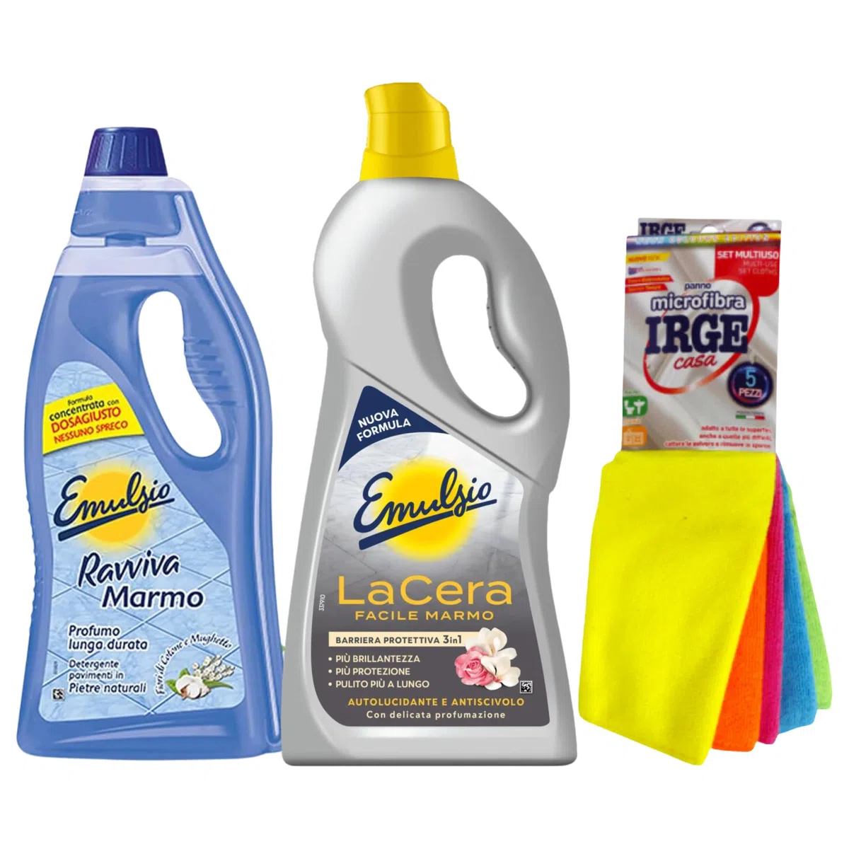 Emulsio Kit Pulizia Cucina Marmo : Facile 6 mesi - Ravviva + 5 Panni in Microfibra
