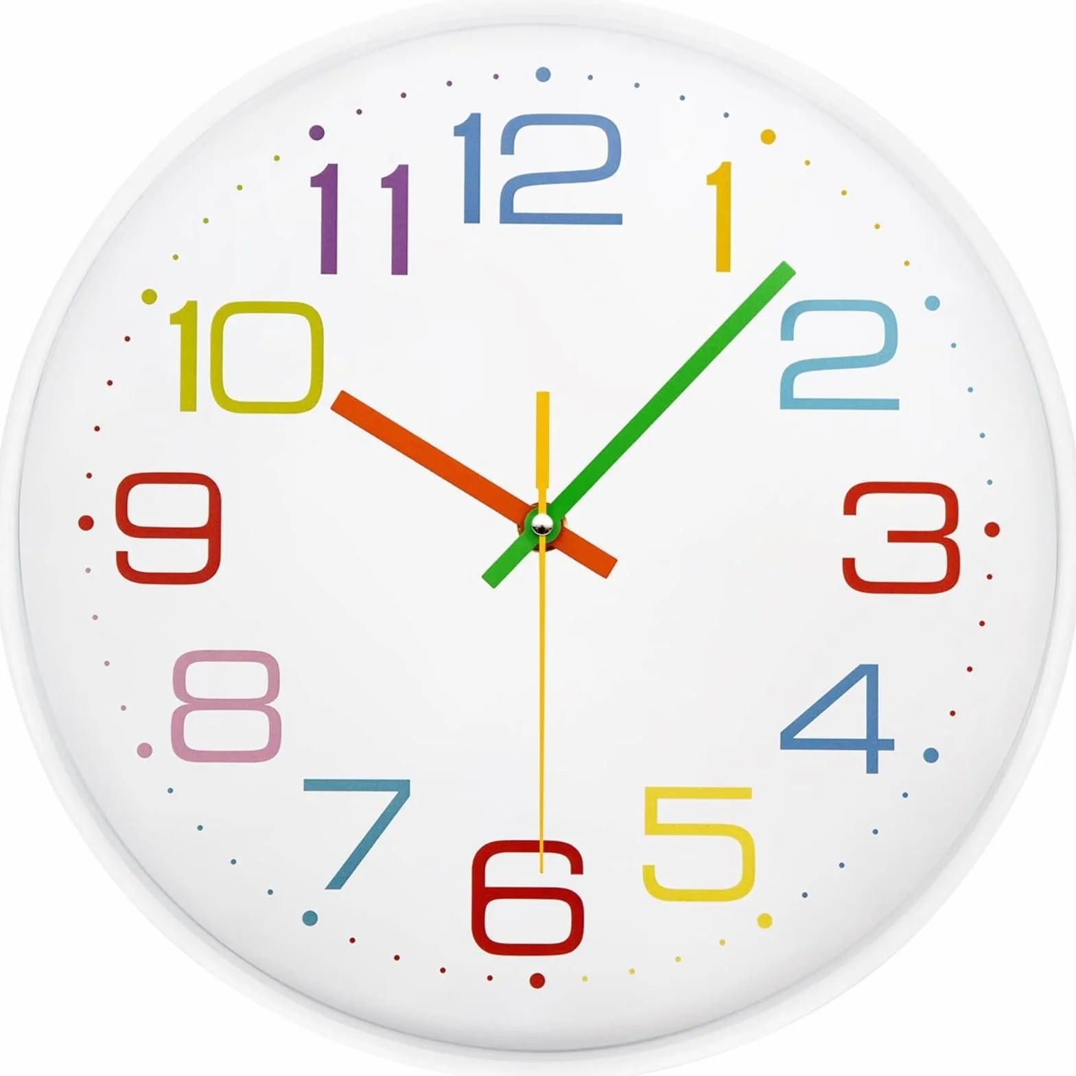 Orologio da Parete per Bambini Orologio per la Camera da Letto, Adatto per la Scuola Quadrante Arcobaleno 30 cm