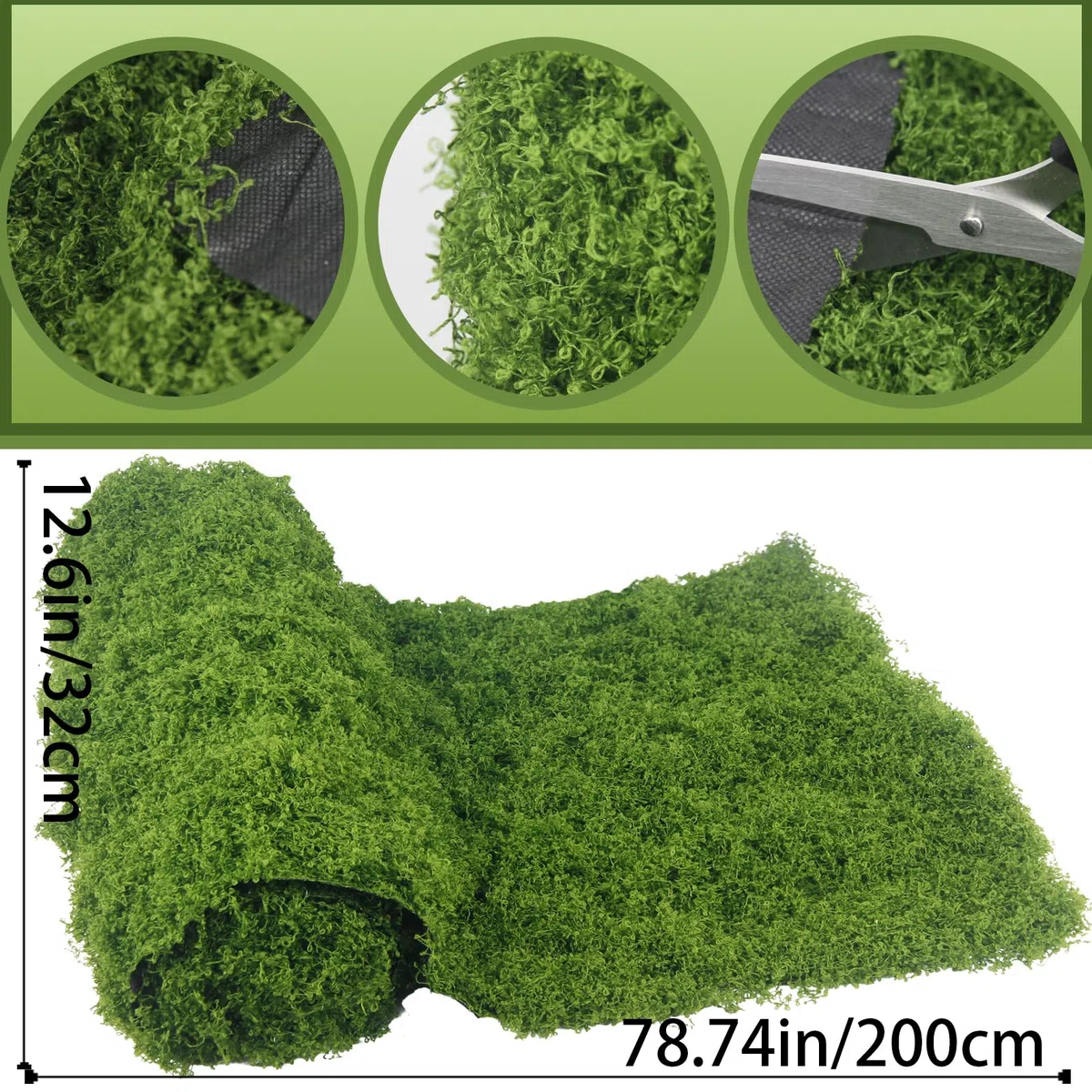 Muschio Finto per Decorazioni 30 x 200 cm Muschio Stabilizzato Nylon Verde Scuro Artificiale Muschio Sintetico per Modellismo Terrario Casa Decori Natale Pasqua Parete