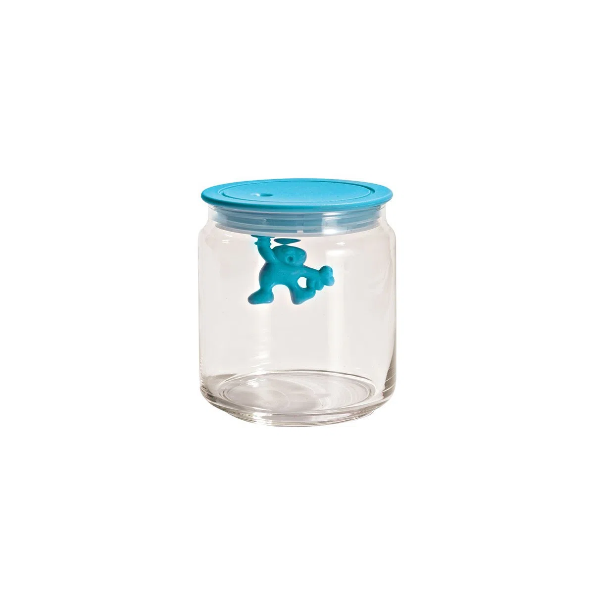 Alessi AMDR04 AZ Gianni a Little Man Holding On Tight Barattolo Ermetico in Vetro con Coperchio in Resina Termoplastica, Azzurro