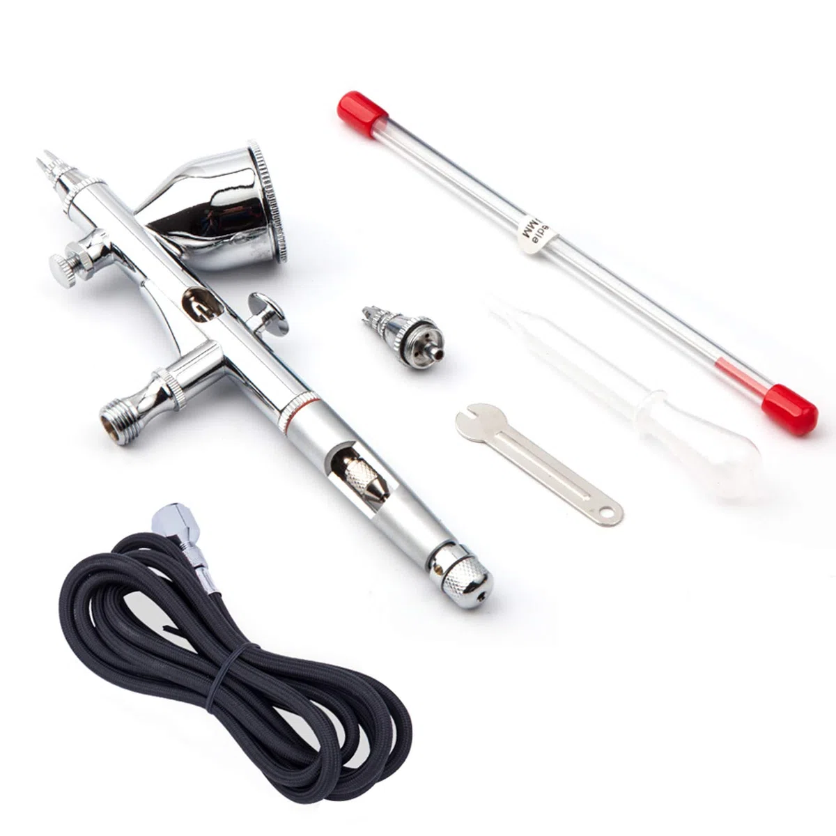 Fengda Elite Aerografo Pistola doppia azione Kit Aerografo a gravità Aerografia Set FE-180K con 0,2 mm / 0,3 mm ago/iniettore e tubo