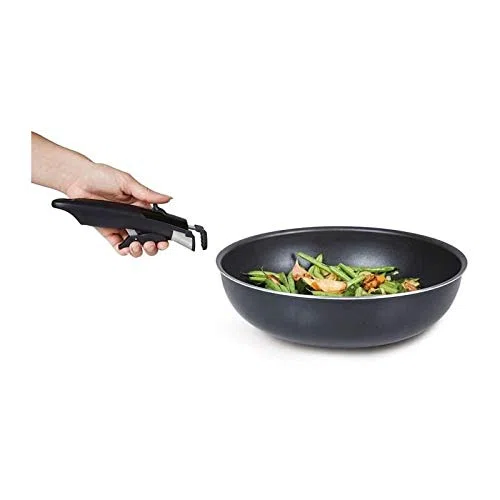 Sitram 713777 Wok Alluminio Ø 28 cm - Colori Nero - Manico rimovibile SITRAMOVIBLE - Tutti i piani cottura inclusa induzione - Rivestimento nero antiaderente senza PFOA