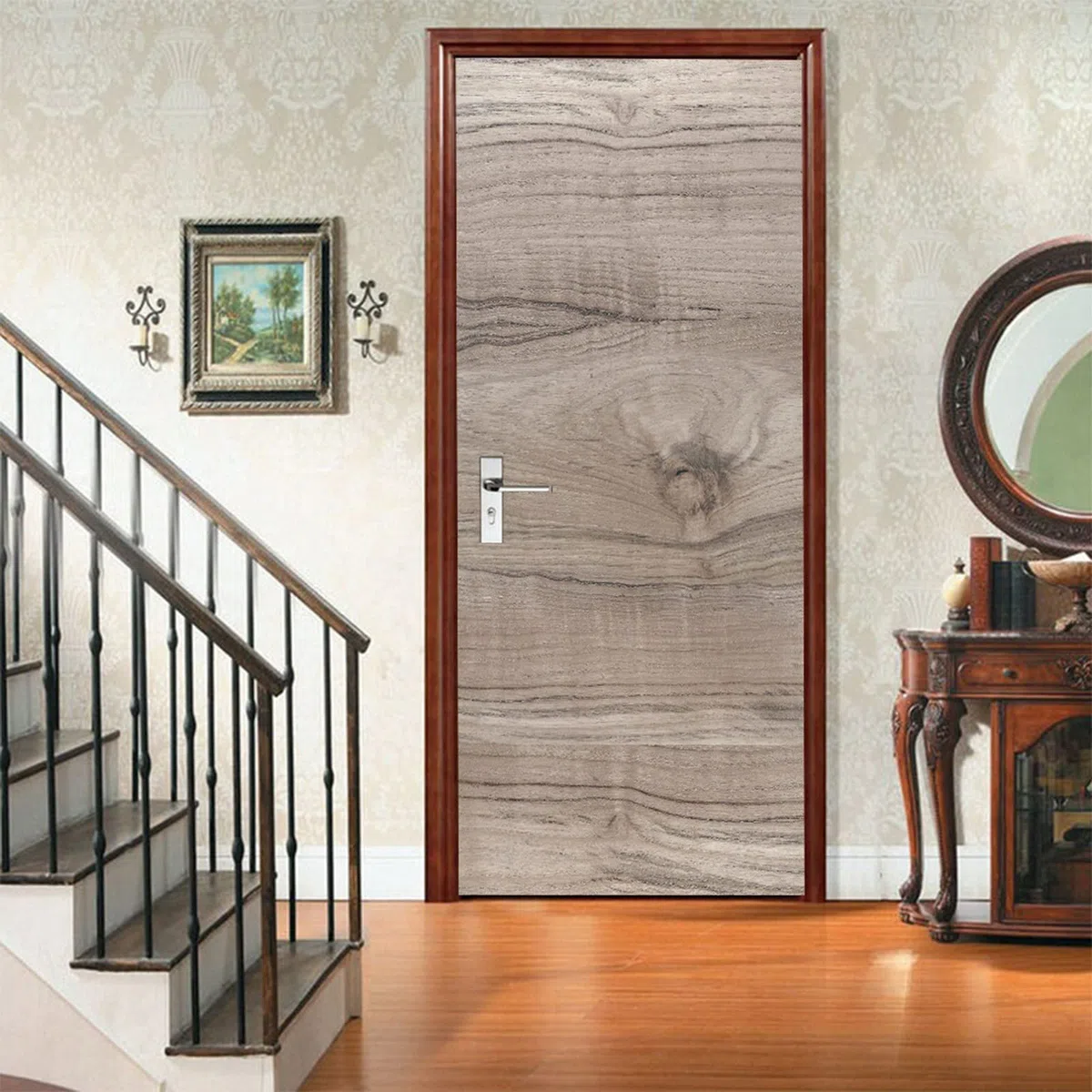 A.Monamour Adesivo Porta Autoadesiva Fondo Di Struttura Di Legno Vinile PVC Adesivi per Porte Interne 3D Pellicola Adesiva Poster Sticker Murale Parete Carta da Parati