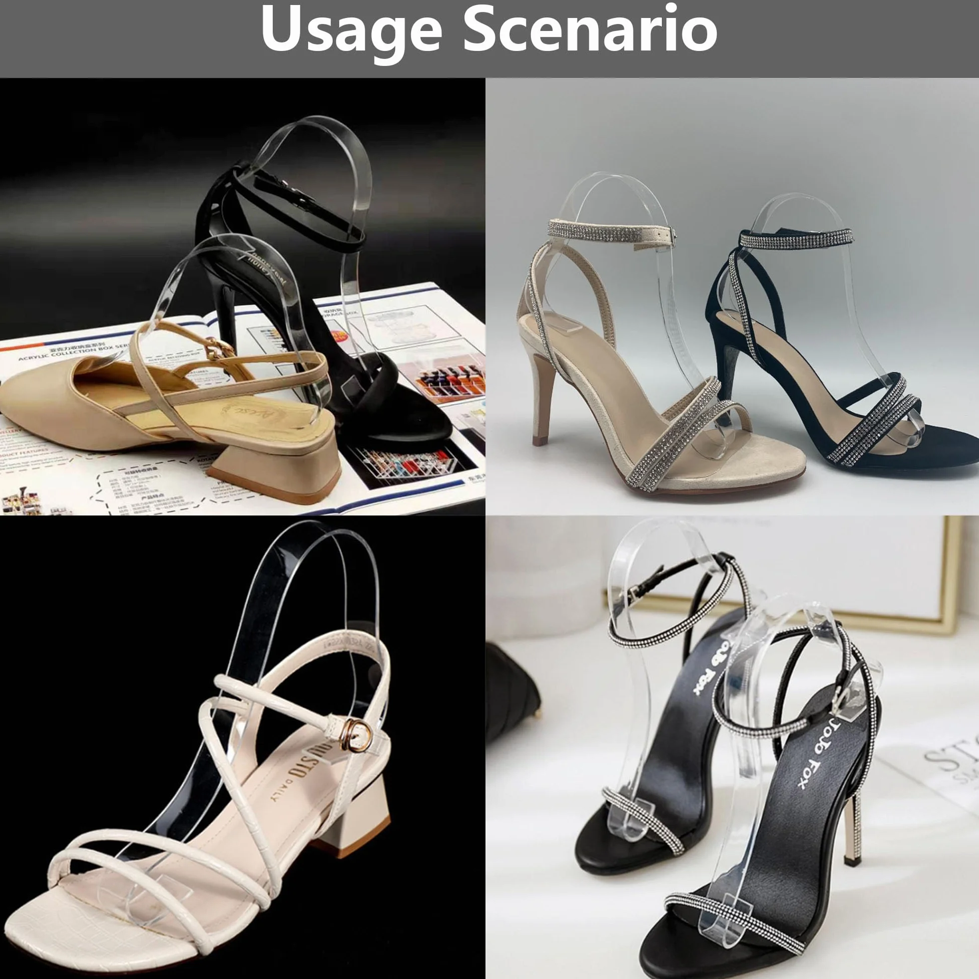 6 Pcs Espositore Sandalo Trasparente Supporto Scarpe Organico Acrilico Chiaro Sandali Stand Sandali Scarpe Presentazione Custodia Elastica Scarpe Supporti Scarpe
