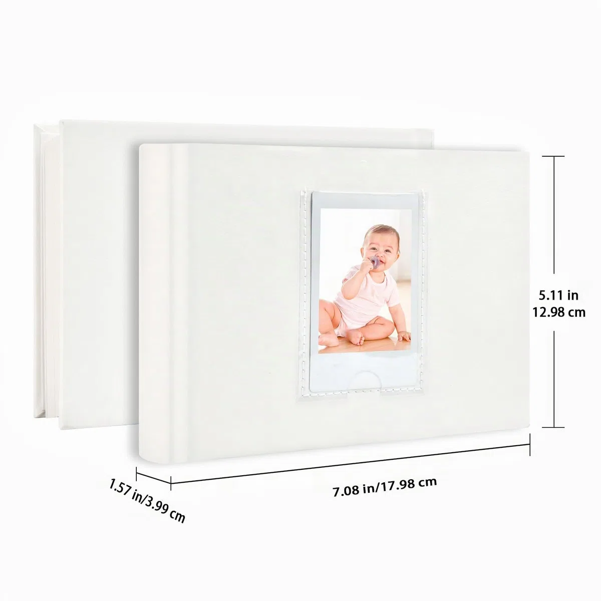 Mini album fotografico a 64 tasche con spazio per scrivere, finestra frontale, per album fotografico Polaroid 3 Inch， per Fujifilm Instax Mini 12 11 9 8 7+ 40, Kodak Zink, HP Sprocket (Bianco)